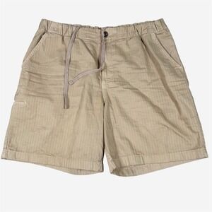 Finisterre Men's Herringbone Organic Cotton Khaki Drawstring Shorts Elastic 36x6